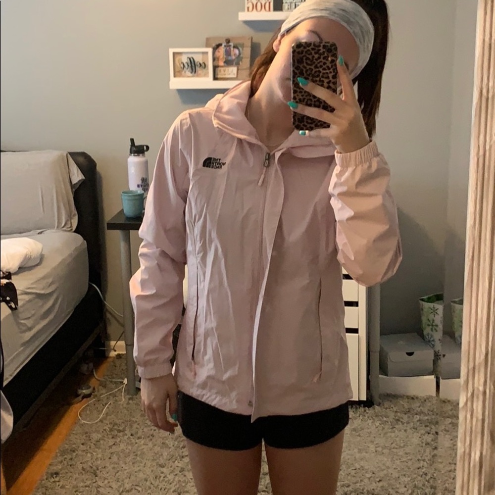 pastel pink north face jacket